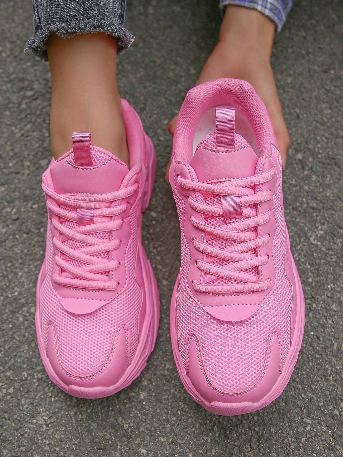 Zapatilla chunky en rosa, vista 2