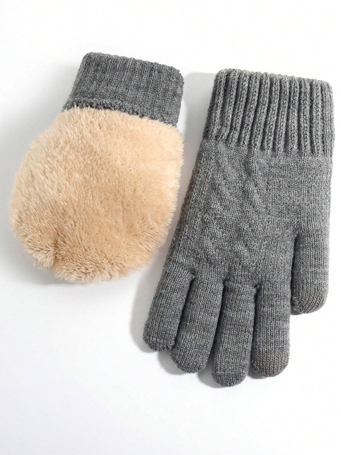 Guantes de punto en gris