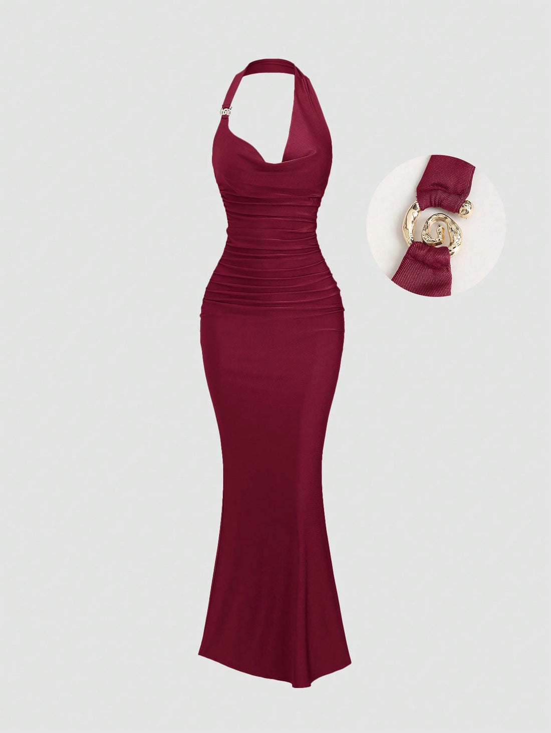 Vestido largo halter en rojo