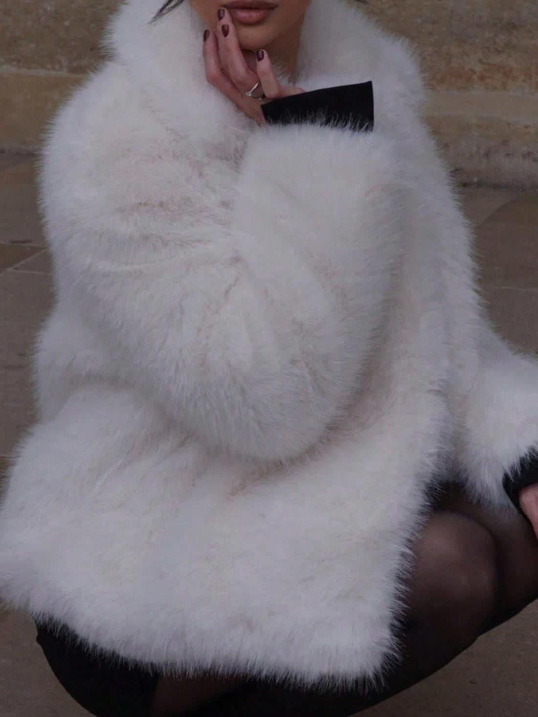 Chaqueta de pelo sintético en blanco, vista 2