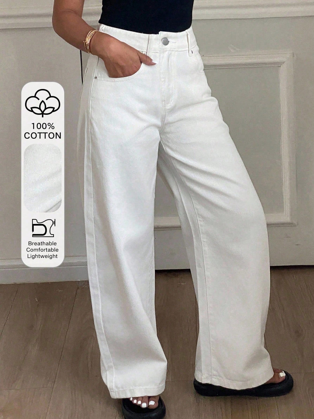 Vaqueros de pierna banana en blanco
