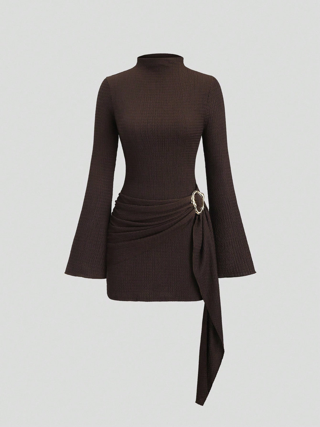 Vestido mini de punto en café