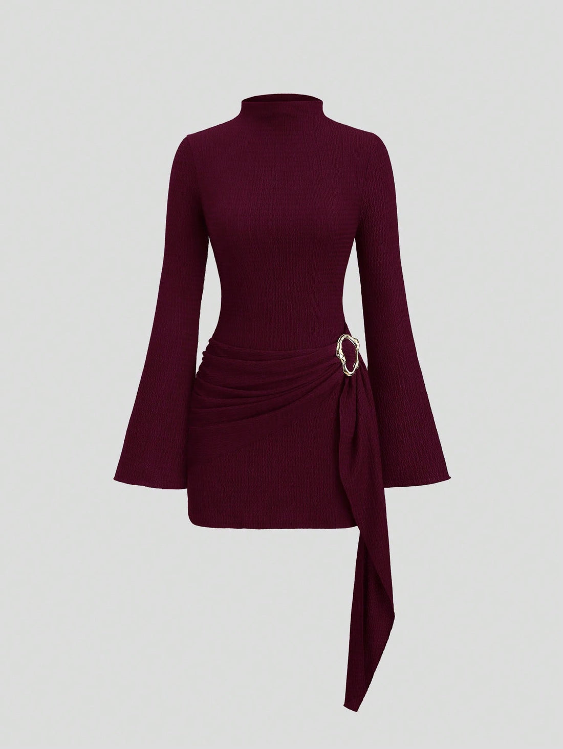 Vestido mini de punto en burdeos