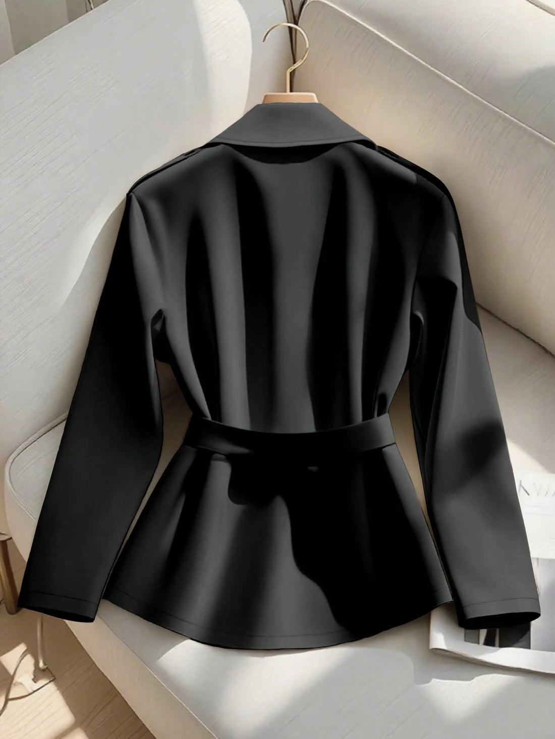 Trench corto oversize en negro, vista 2