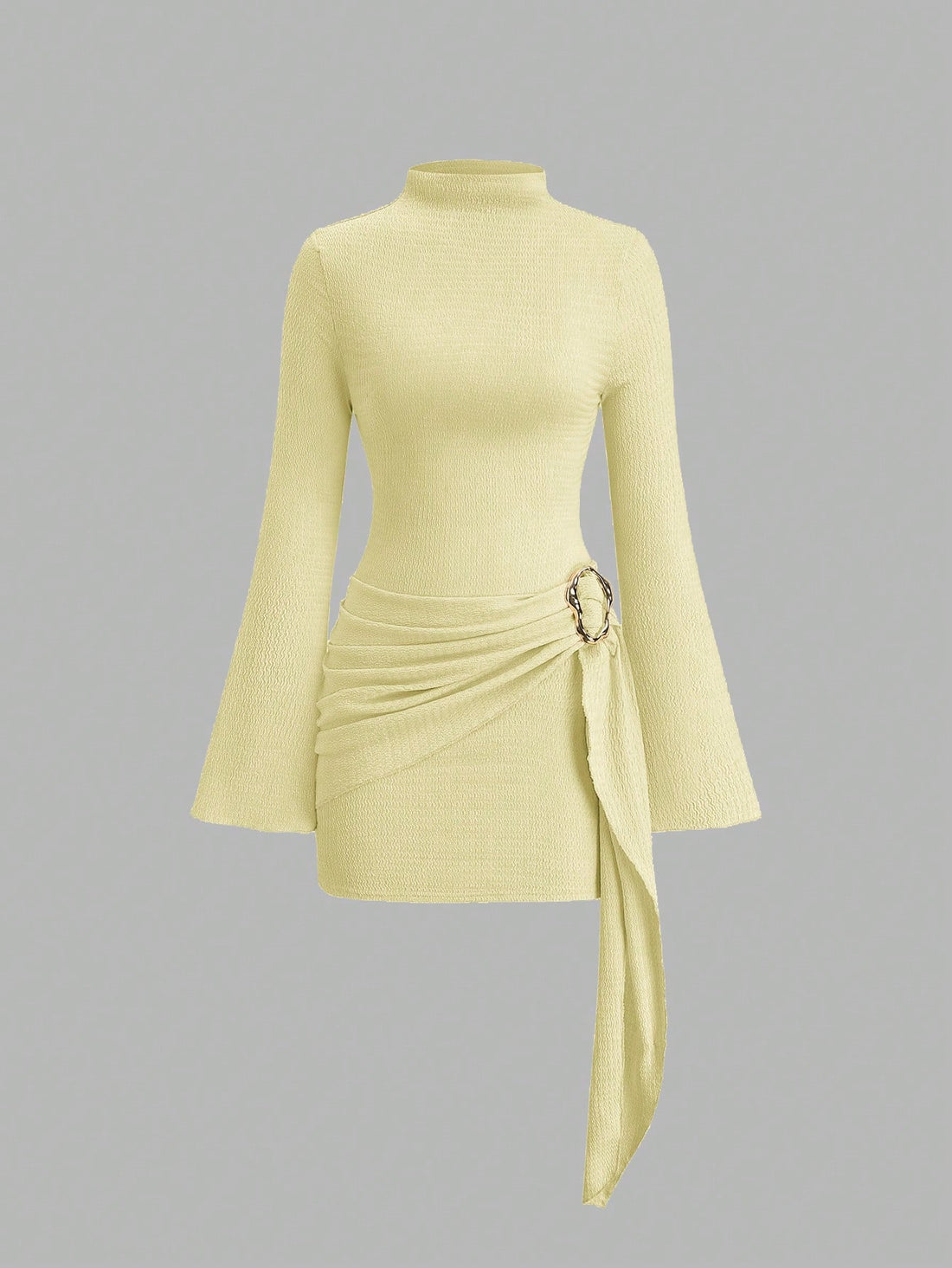 Vestido mini de punto en amarillo claro