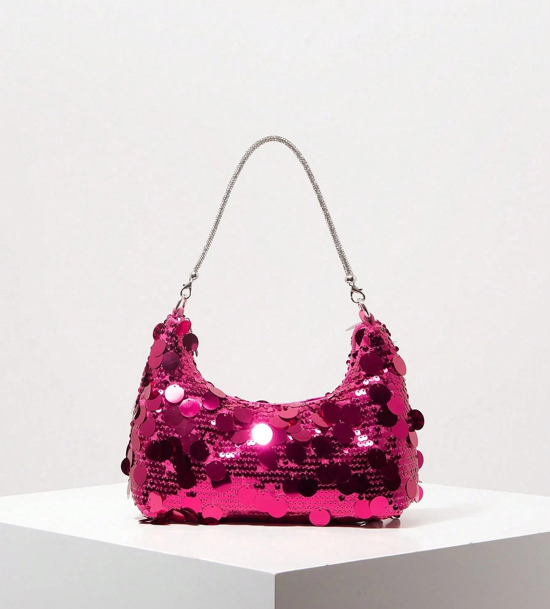 Bolso de lentejuelas en rosa fucsia