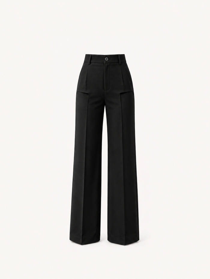 Pantalón de vestir wide leg negro con pinzas