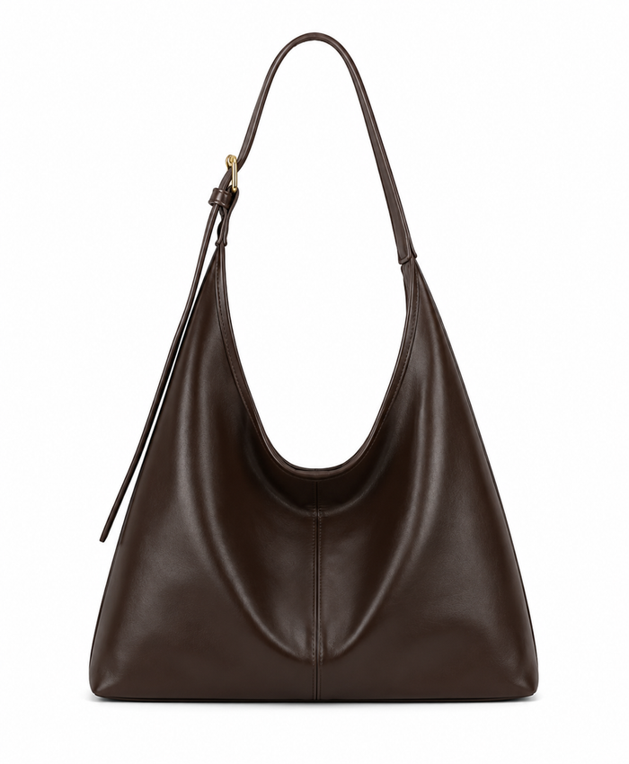 Bolso tote de hombro de polipiel en chocolate