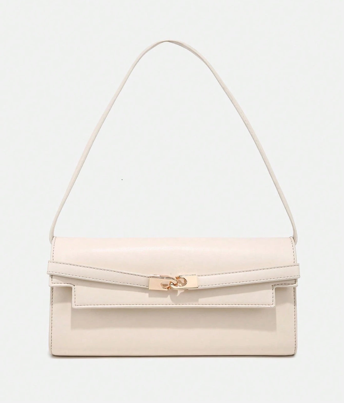 Bolso rectangular con hebilla en beis