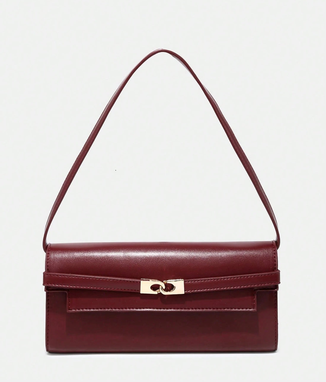 Bolso rectangular con hebilla en burdeos
