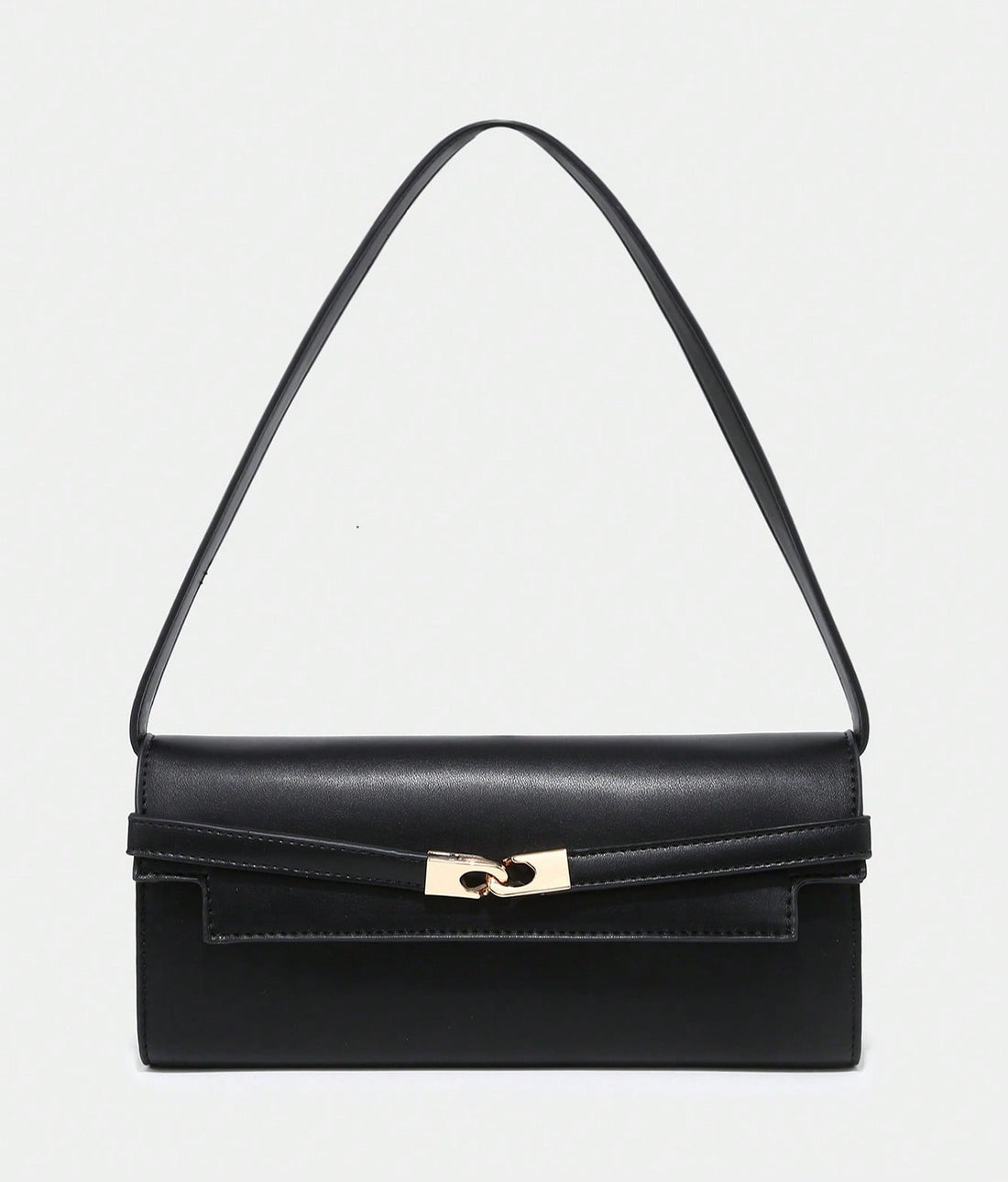 Bolso rectangular con hebilla en negro