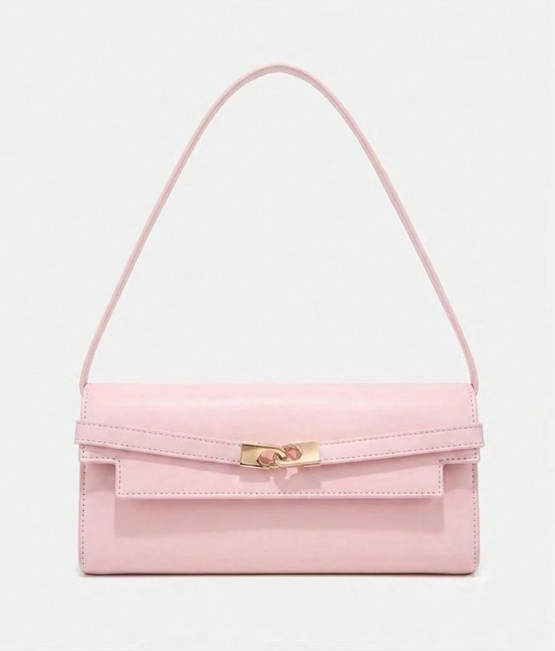 Bolso rectangular con hebilla en rosa palo