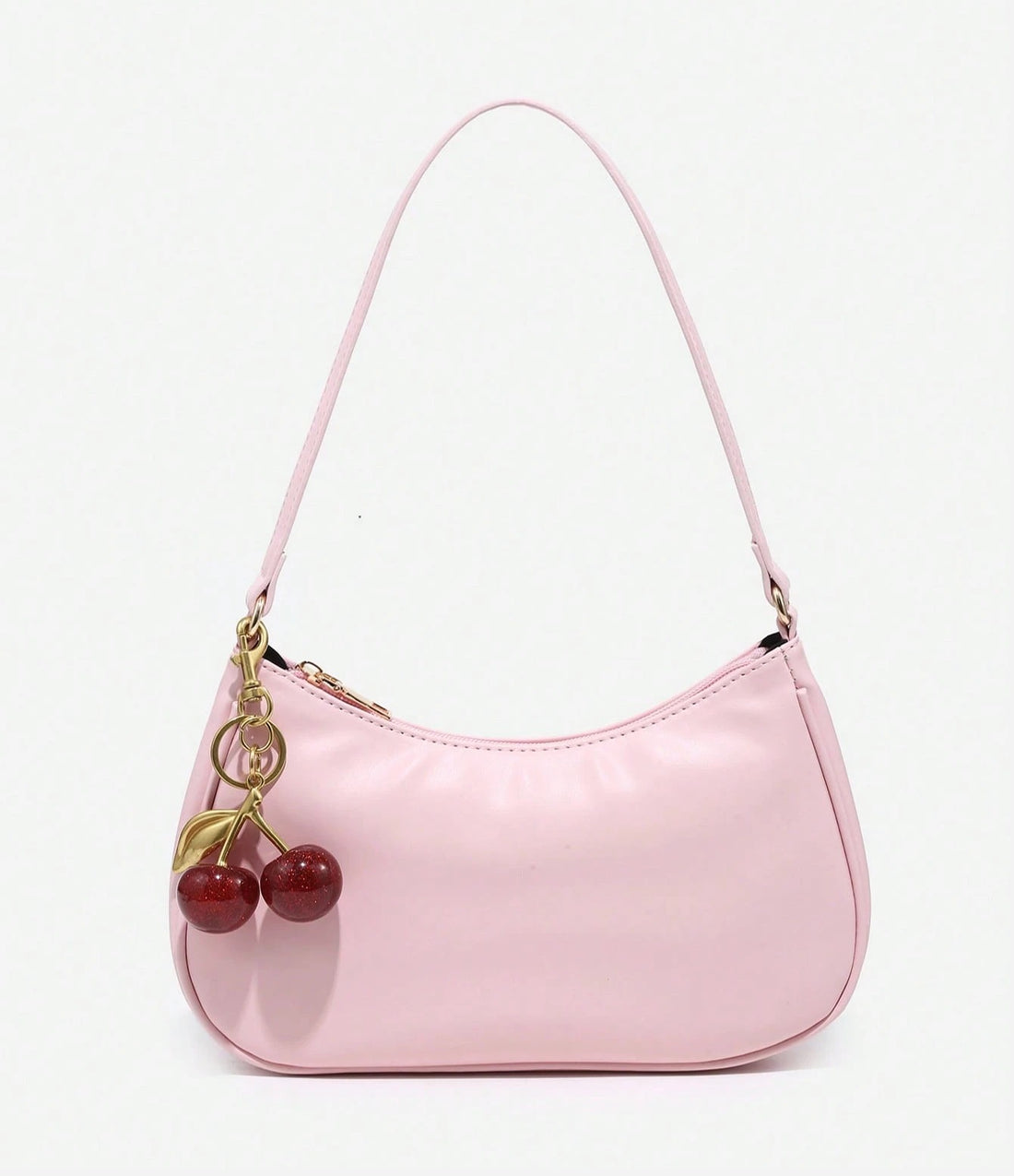 Bolso baguette con cerezas en rosa palo