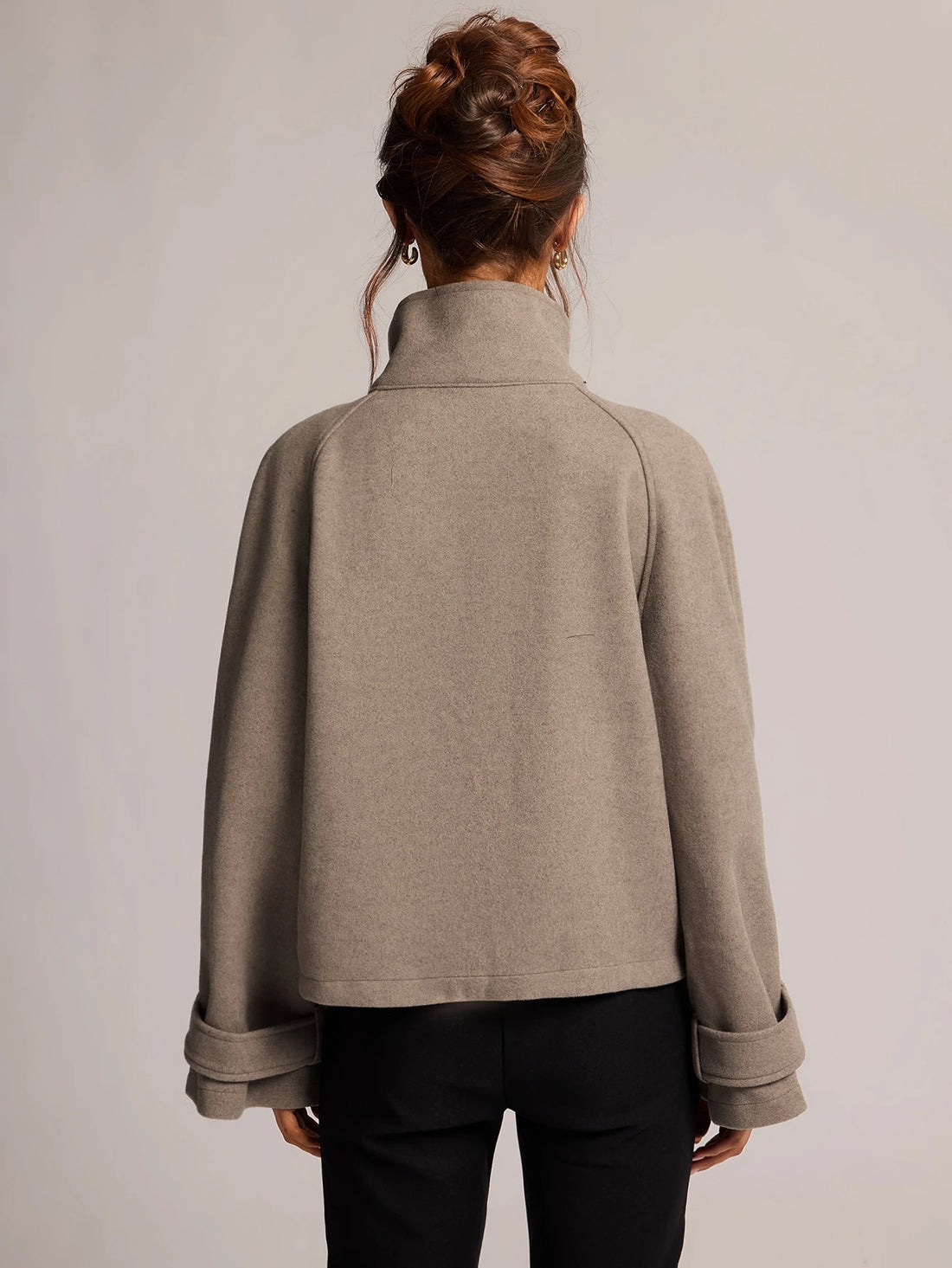 Chaqueta corta de cuadros en gris, vista 2