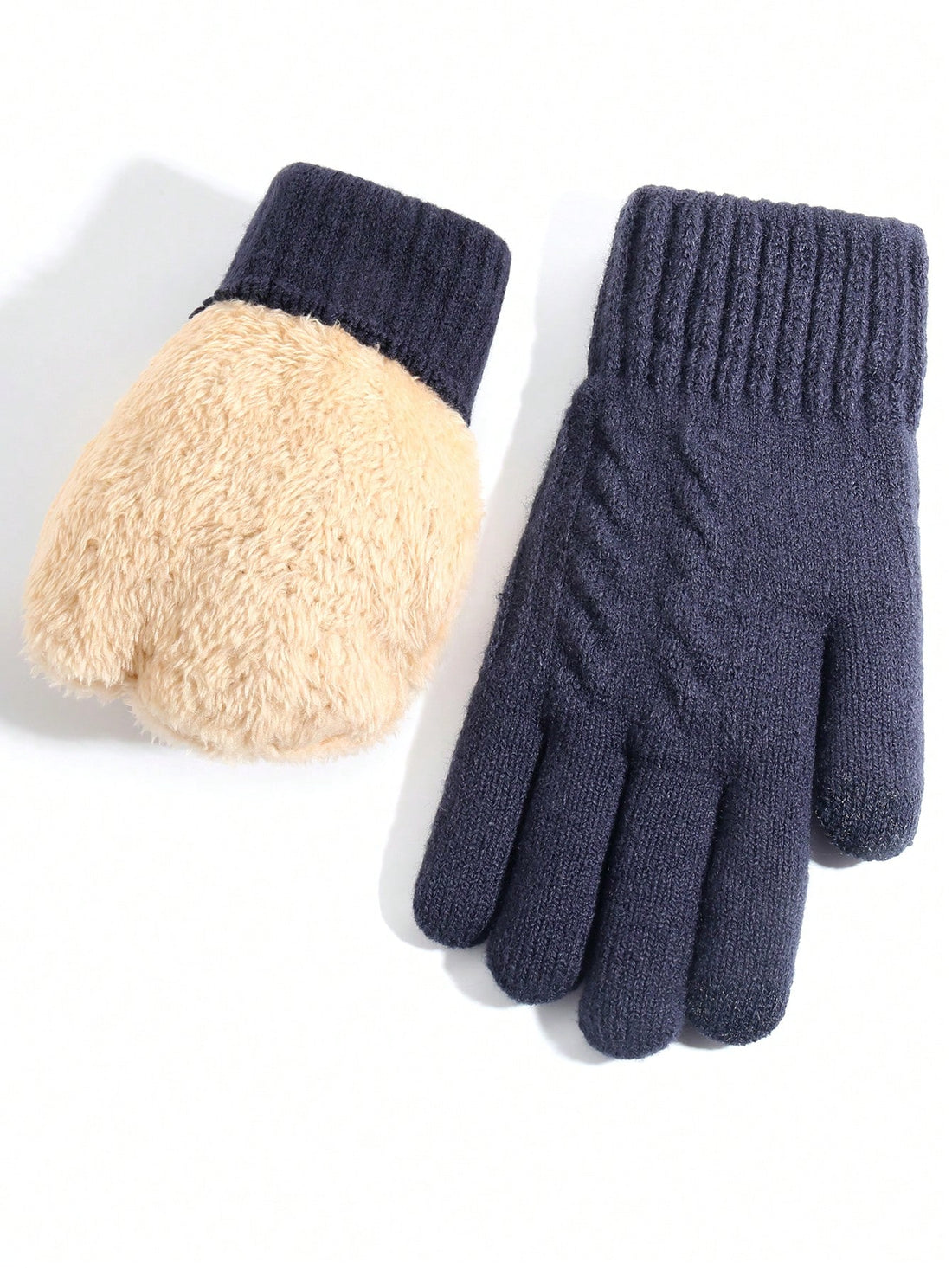 Guantes de punto en azul marino