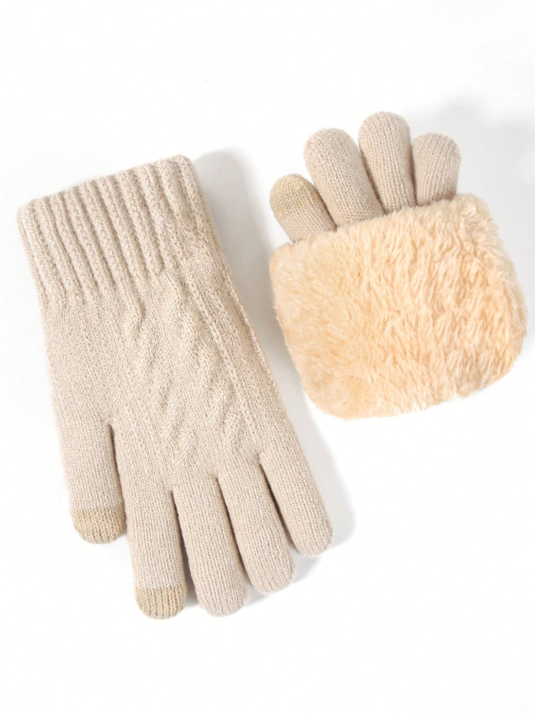 Guantes de punto en beis