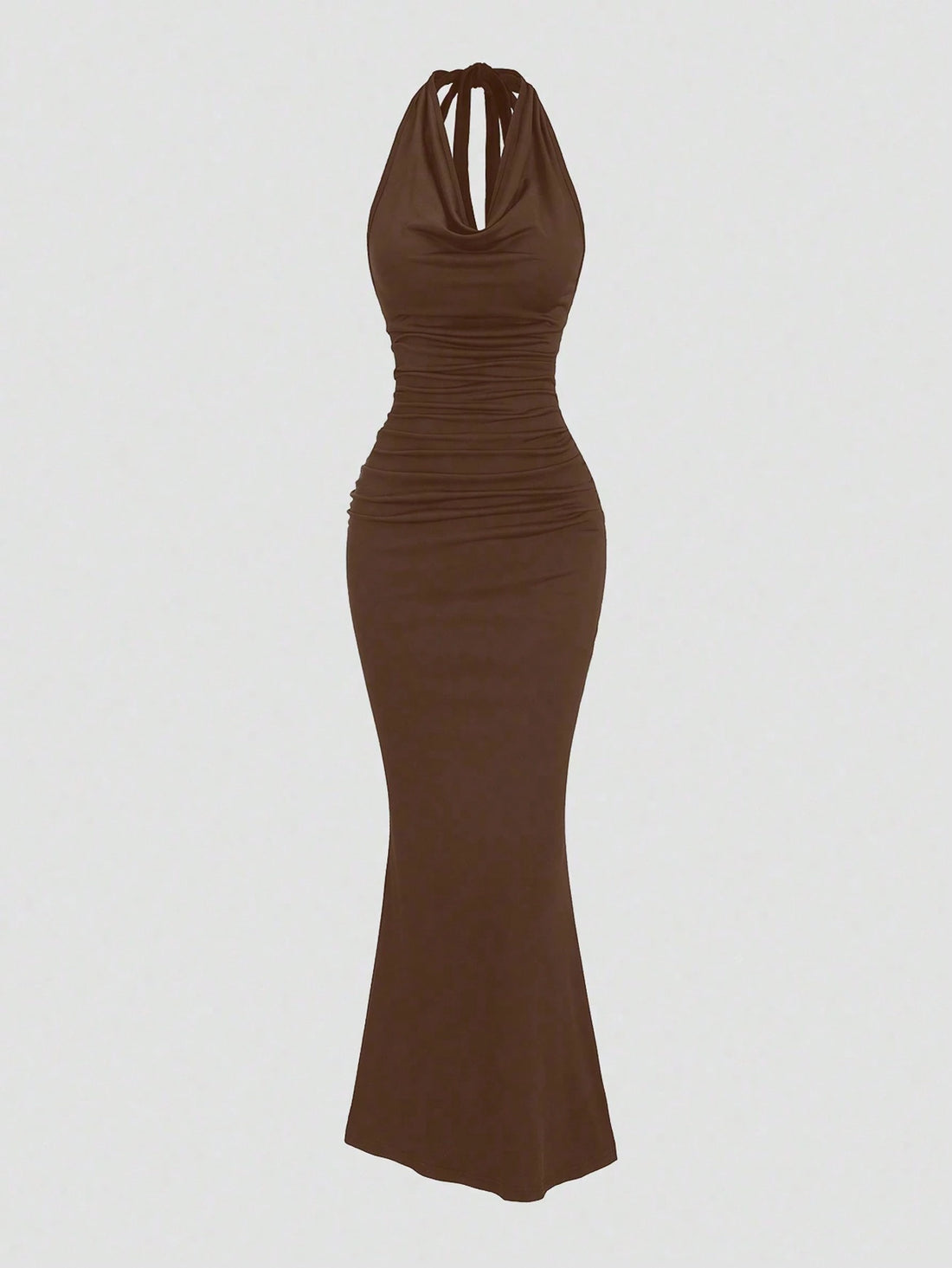 Vestido de sirena halter en marrón
