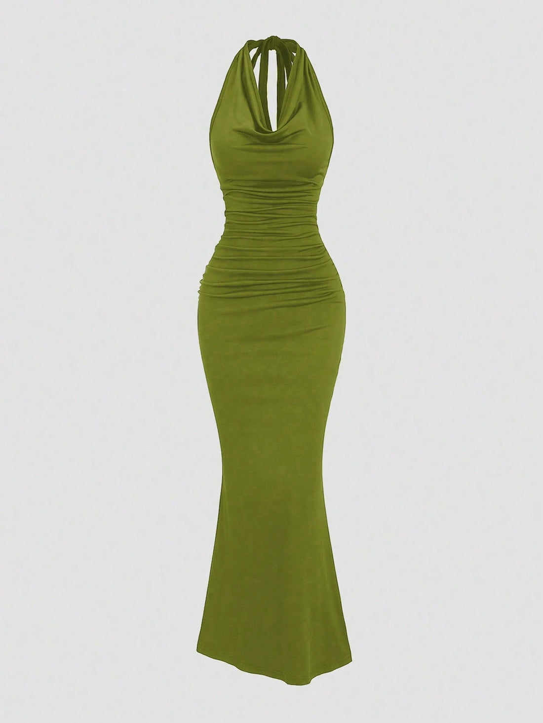 Vestido de sirena halter en verde oliva