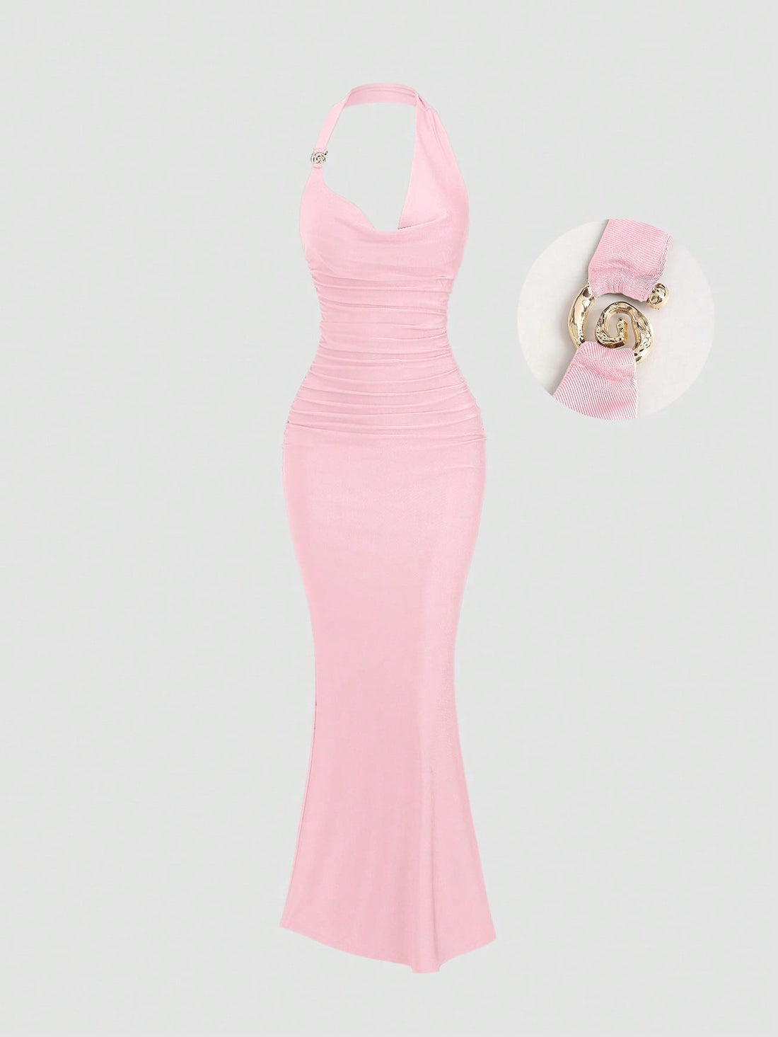 Vestido largo halter en rosa