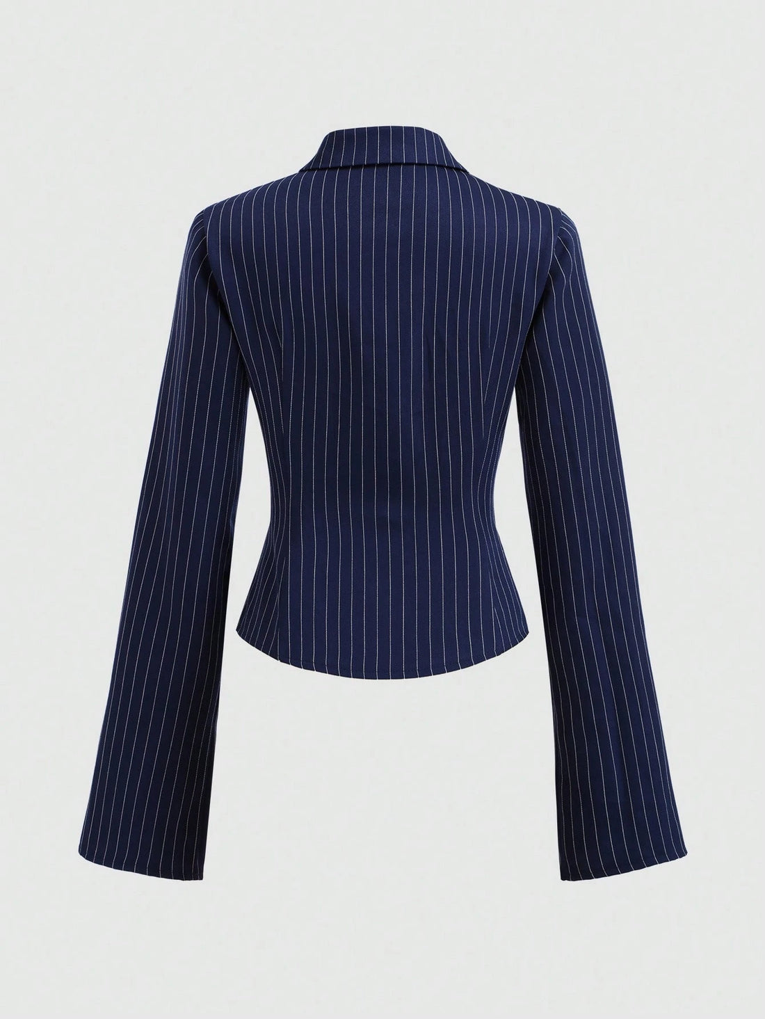 Camisa entallada de canalé en azul marino, vista 2