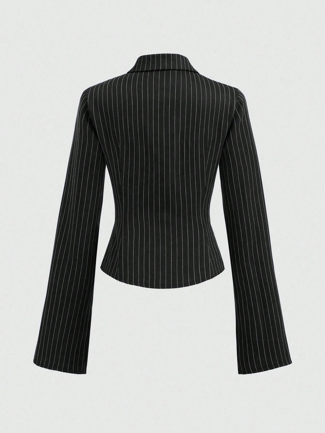 Camisa entallada de canalé en negro, vista 2