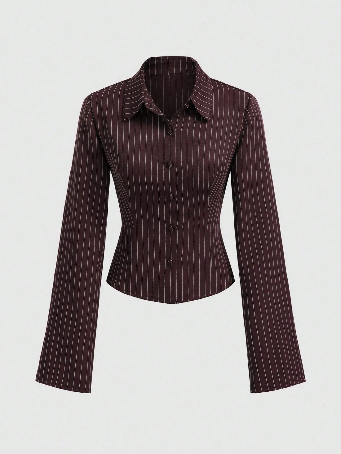 Camisa entallada de canalé en burdeos
