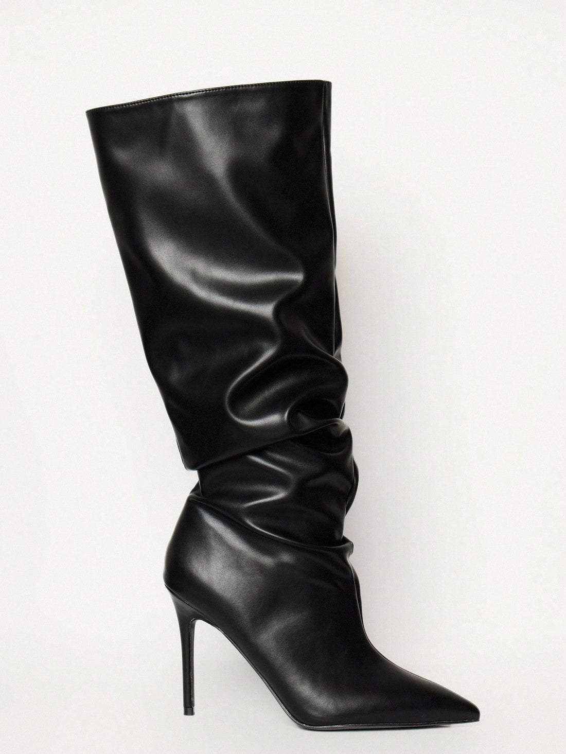 Botas altas drapeadas en negro, vista 2