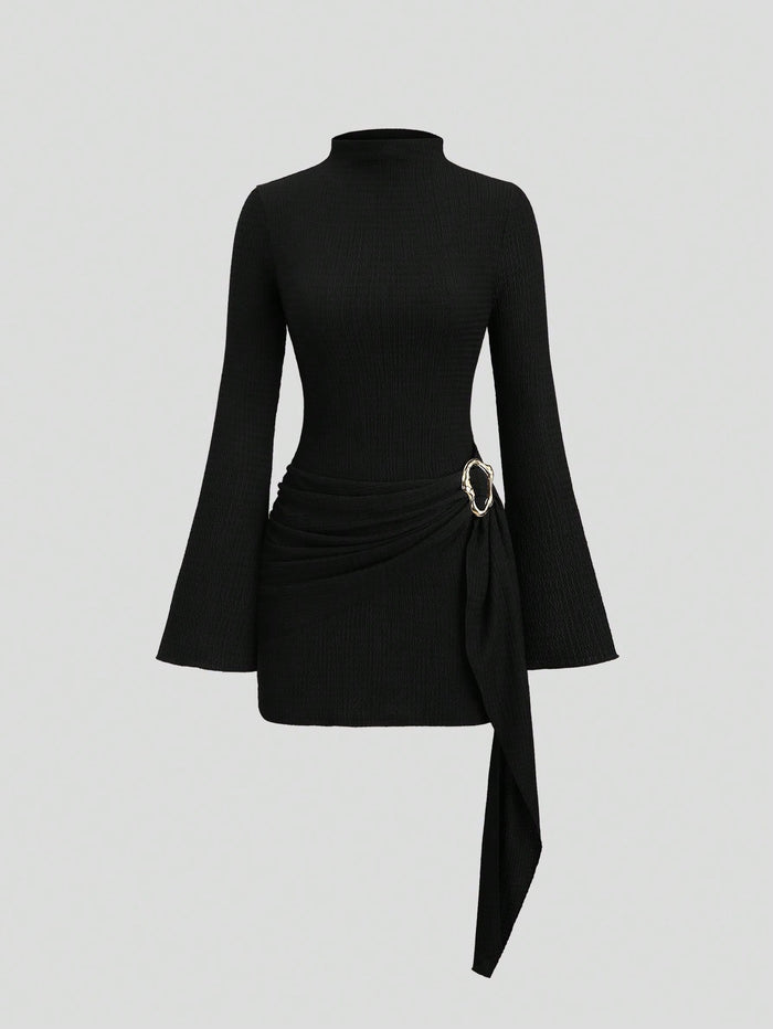 Vestido mini de punto en negro