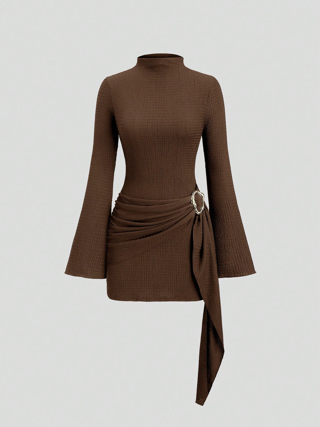 Vestido mini de punto en marrón