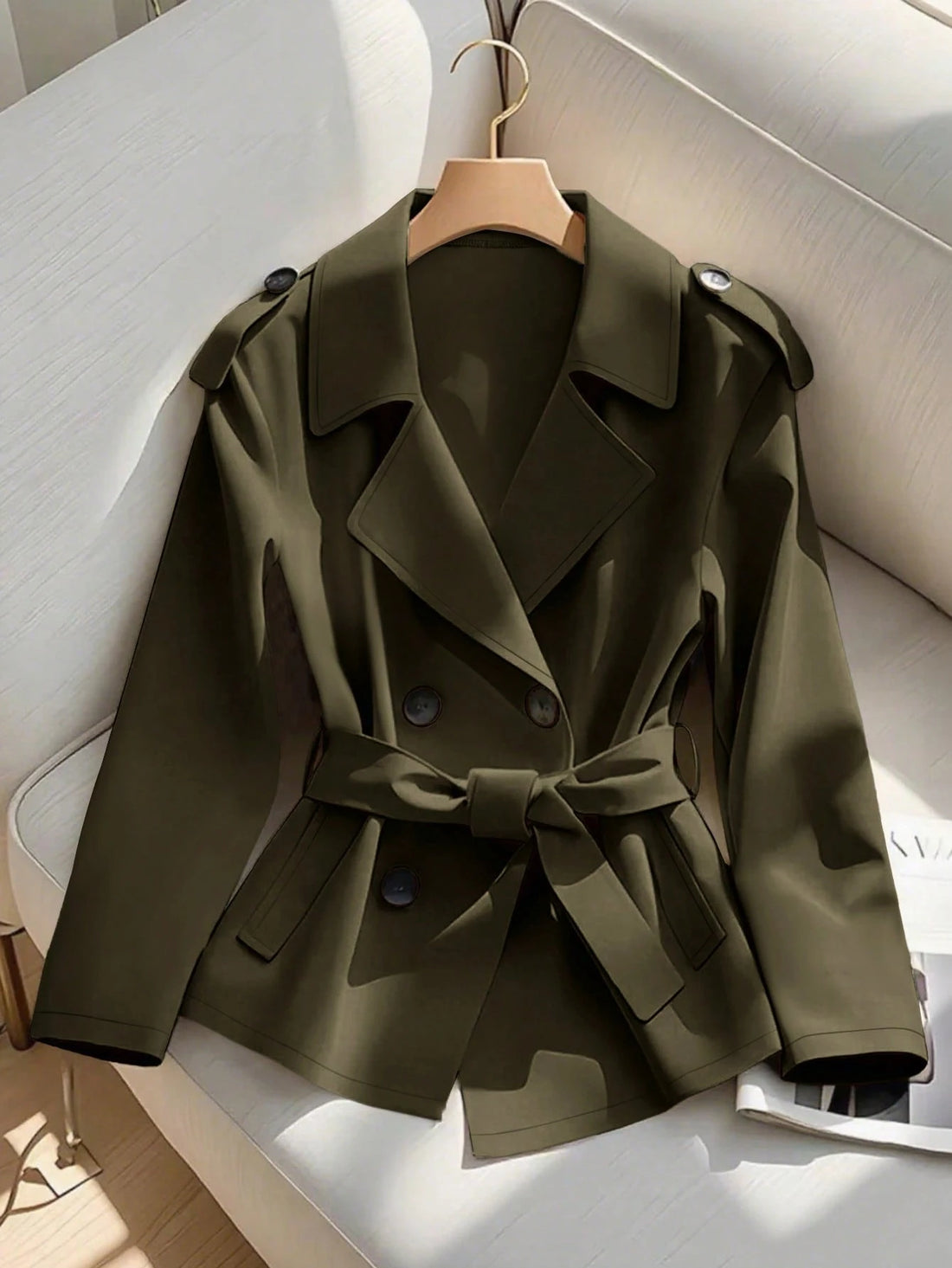 Trench corto oversize en verde militar