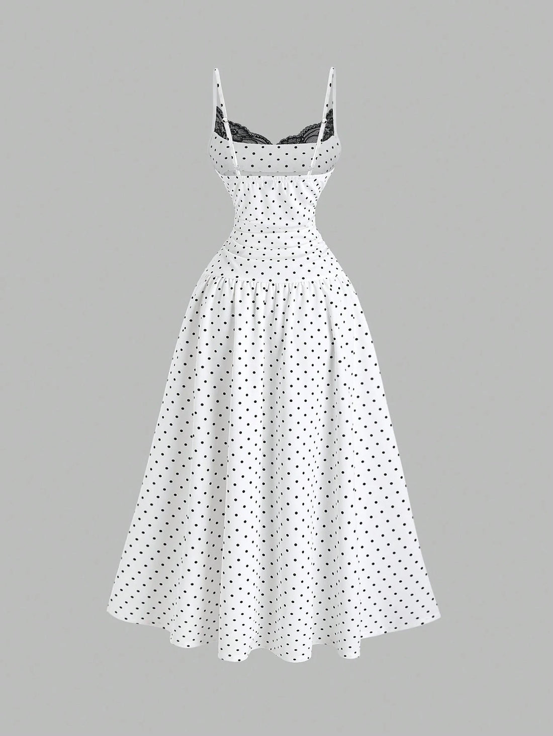 Vestido largo de lunares, vista frontal