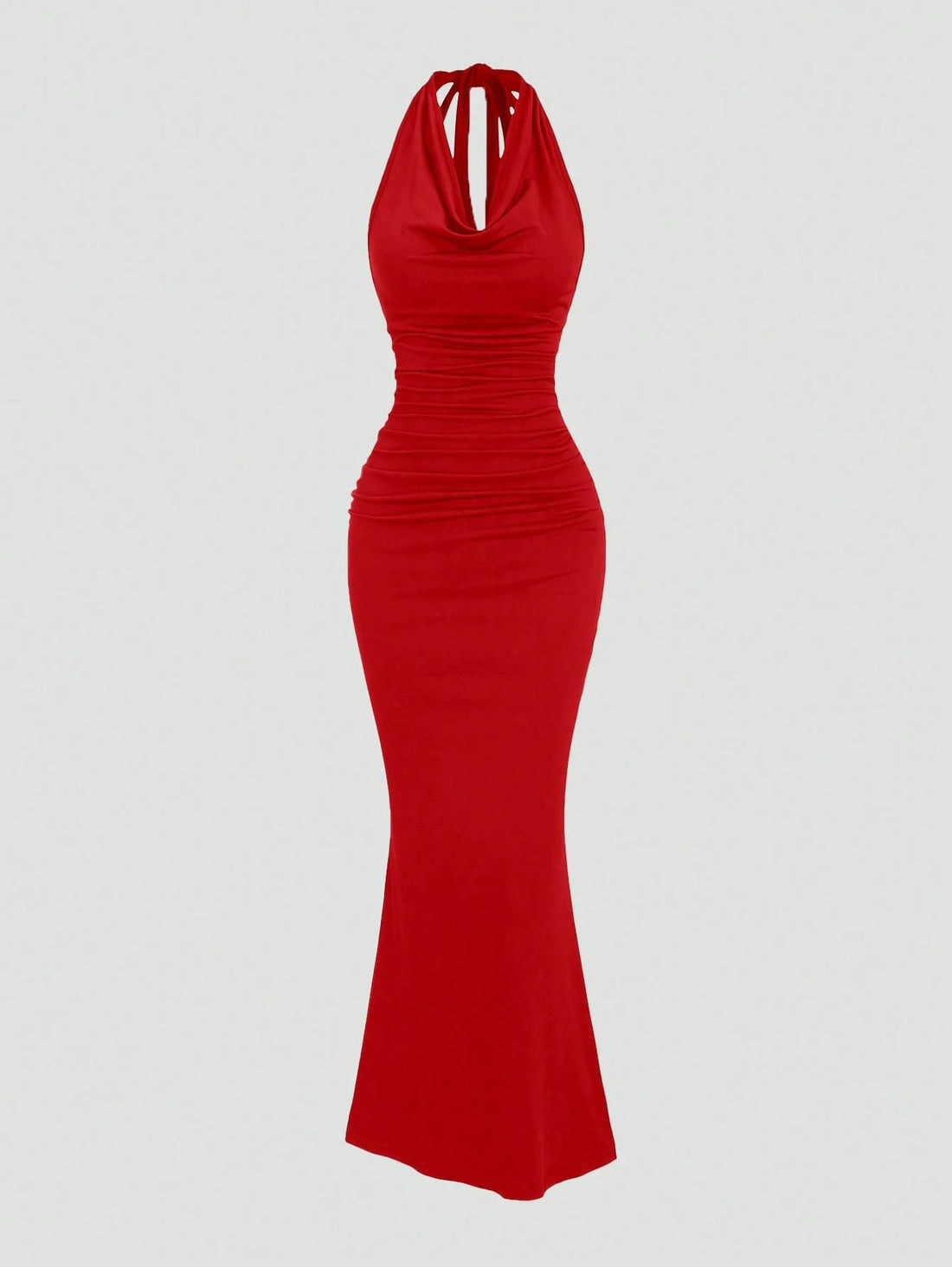 Vestido de sirena halter en rojo