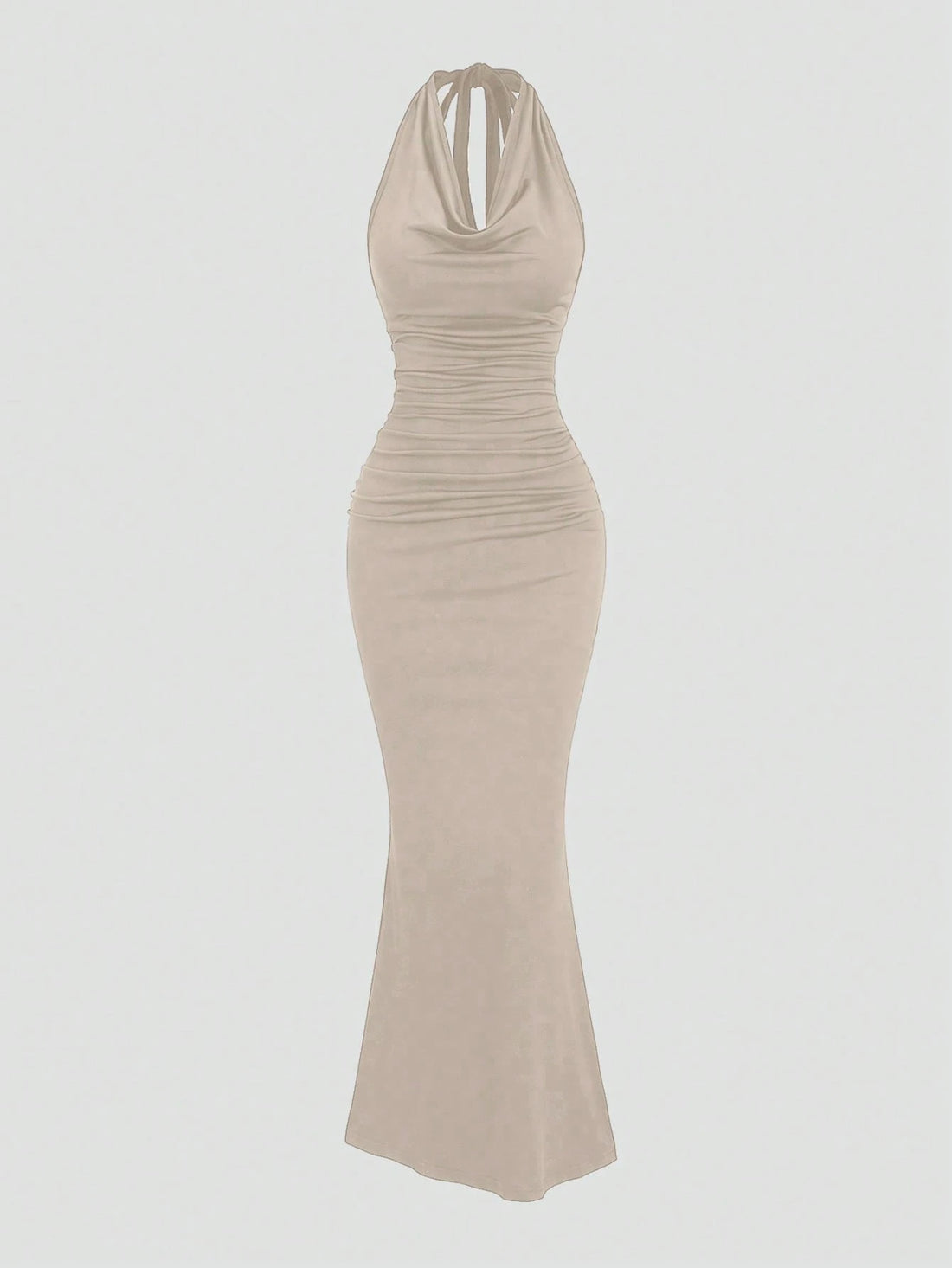 Vestido de sirena halter en albaricoque