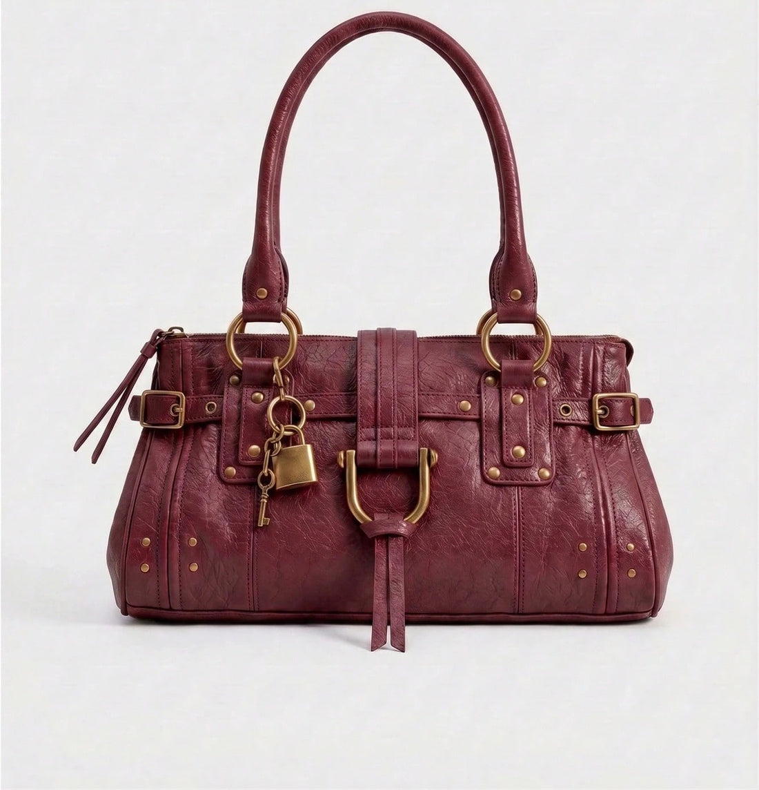 Bolso boston vintage en burdeos