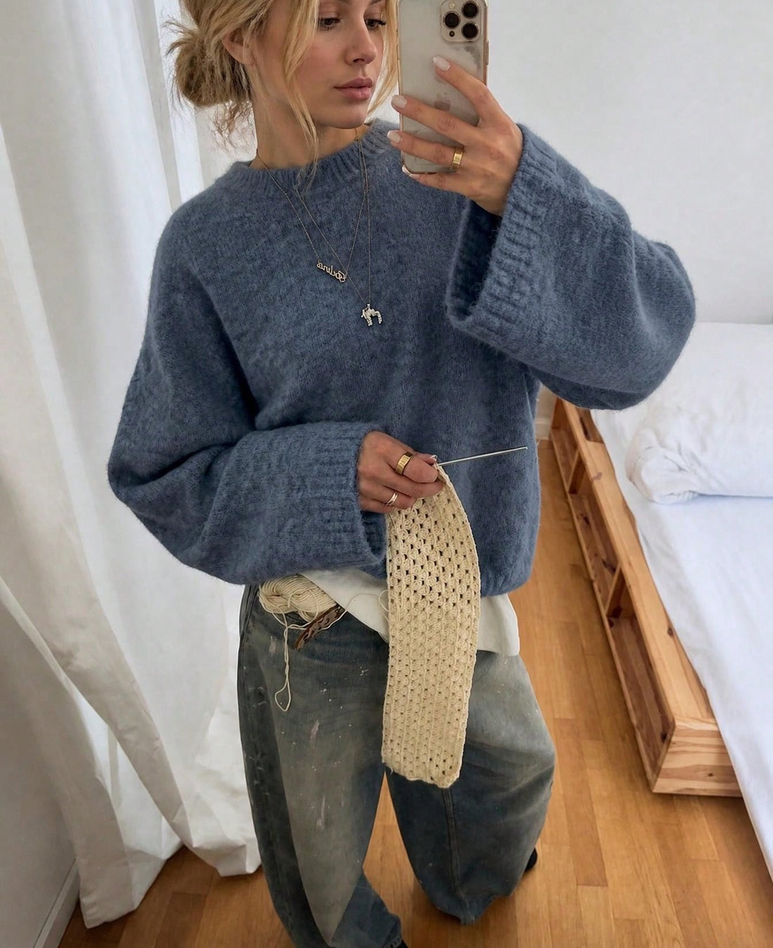 Jersey de punto holgado en azul