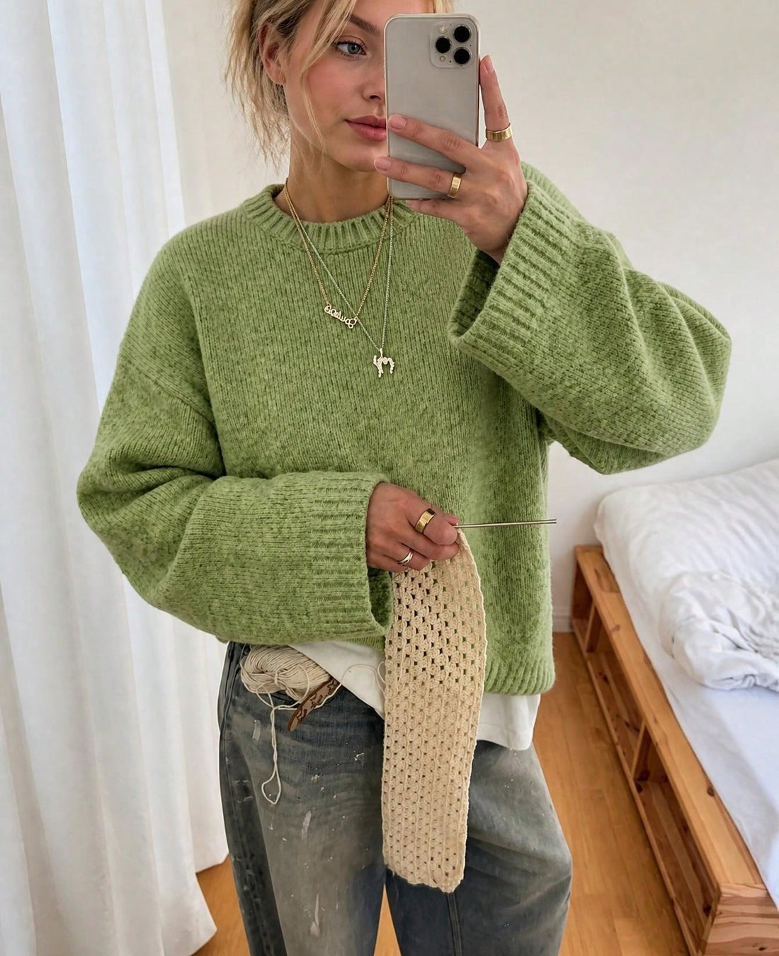 Jersey de punto holgado en verde