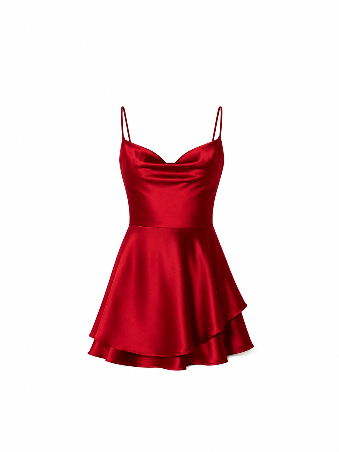 Vestido mini de satén con cuello drapeado