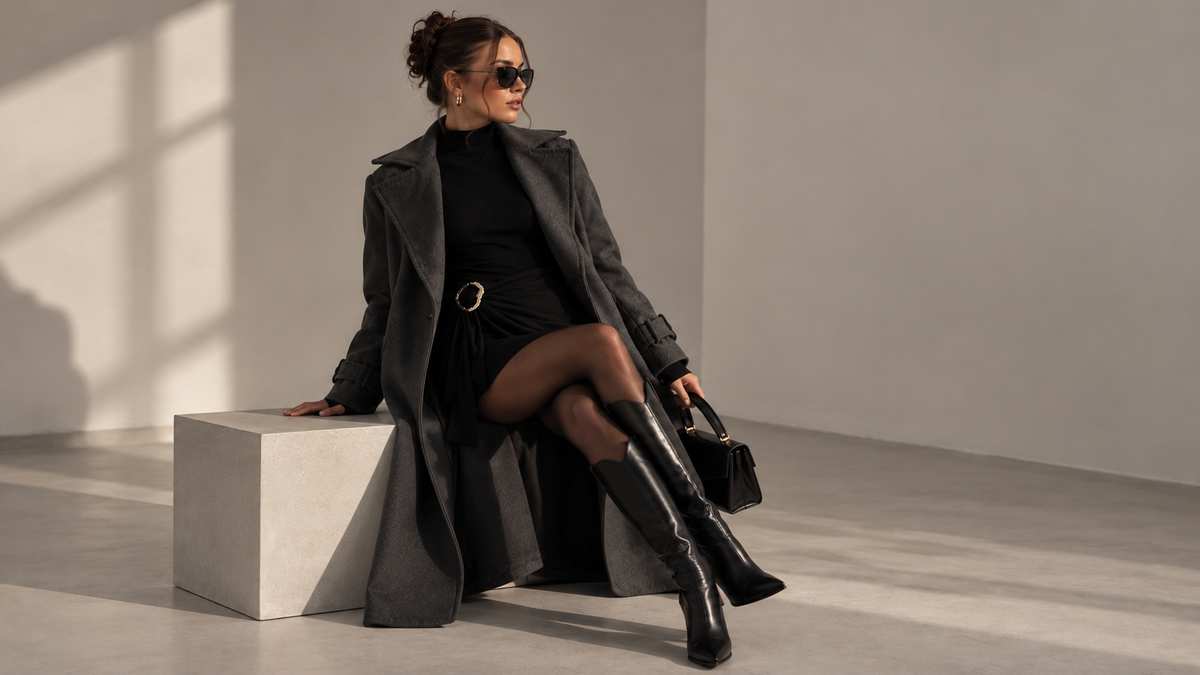 Campaña de nueva temporada de Tania Bellini, mujer con abrigo de otoño