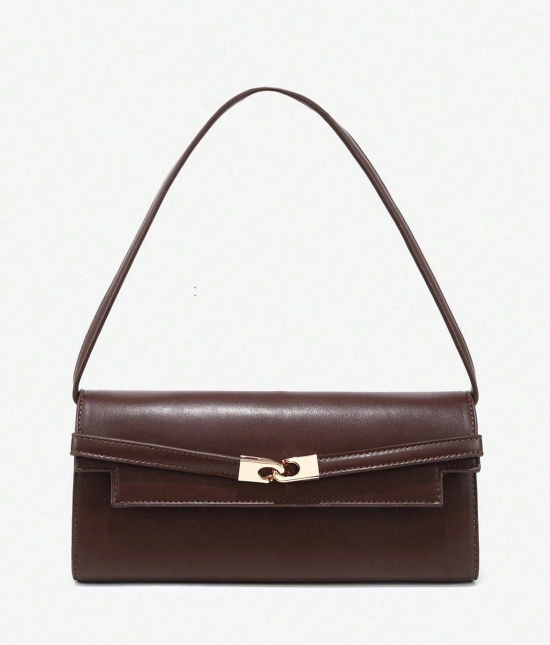 Bolso rectangular con hebilla en café