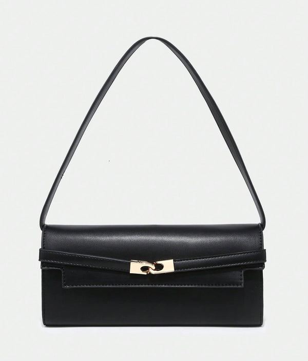 Bolso rectangular con hebilla en negro