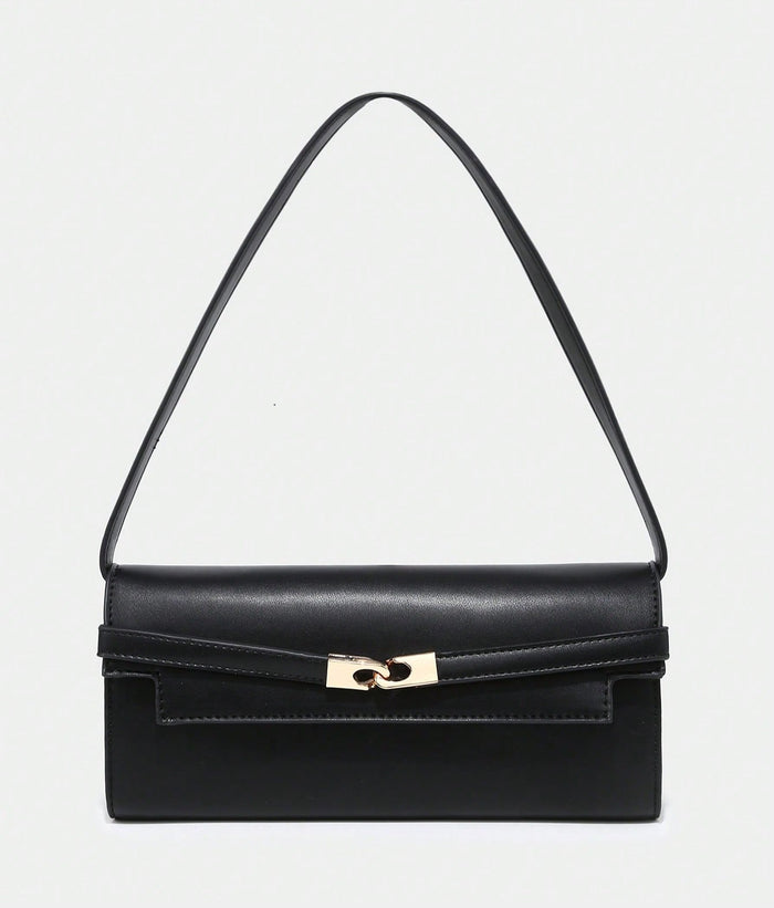 Bolso rectangular con hebilla en negro