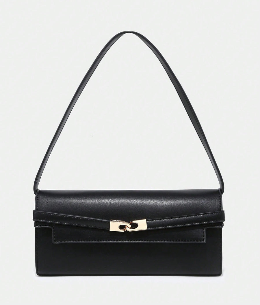 Bolso rectangular con hebilla en negro