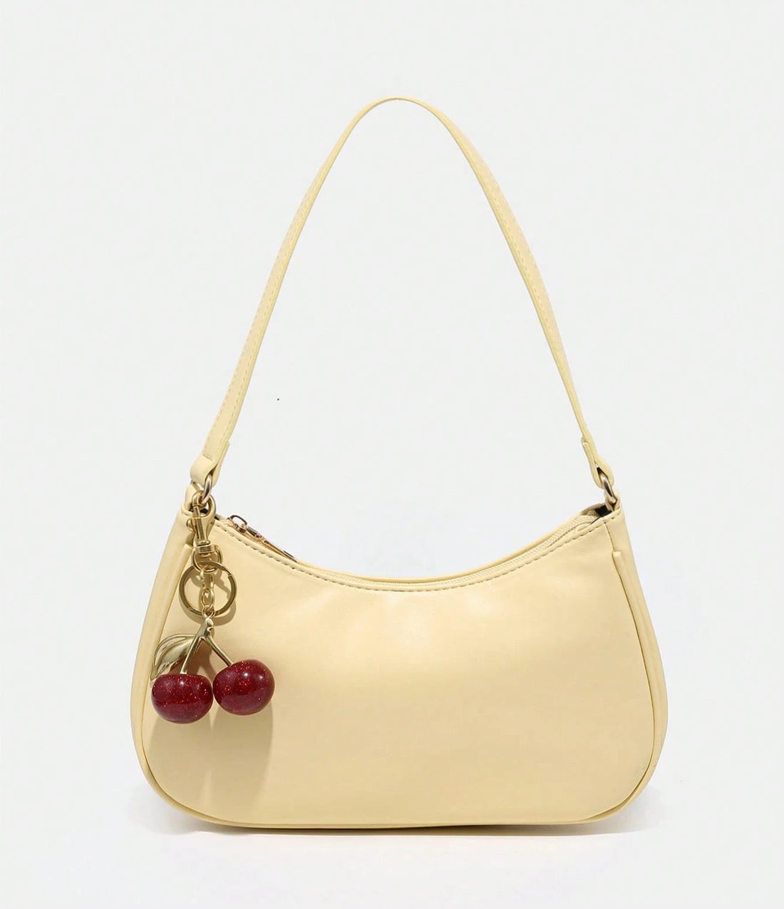 Bolso baguette con cerezas en amarillo mantequilla